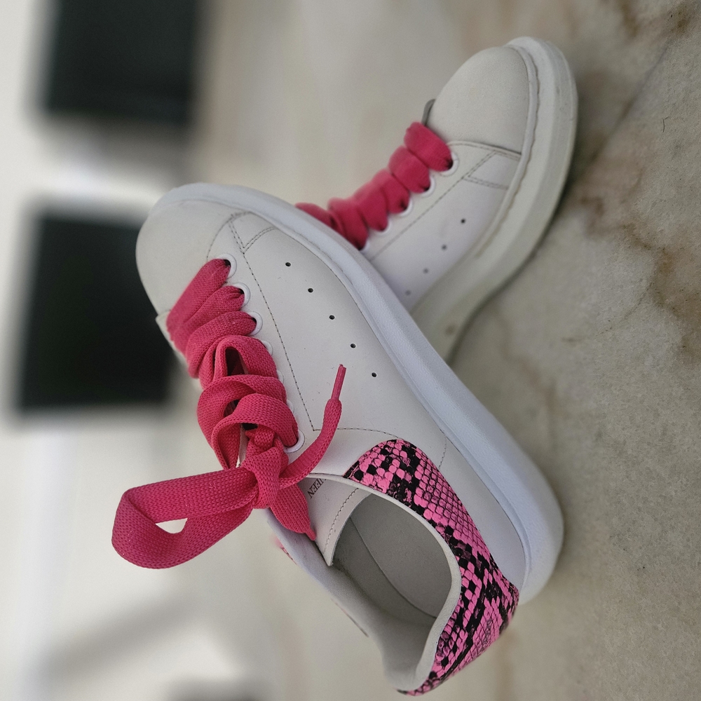 Alexander McQueen White and Pink Sneakers with Vibrant Accents